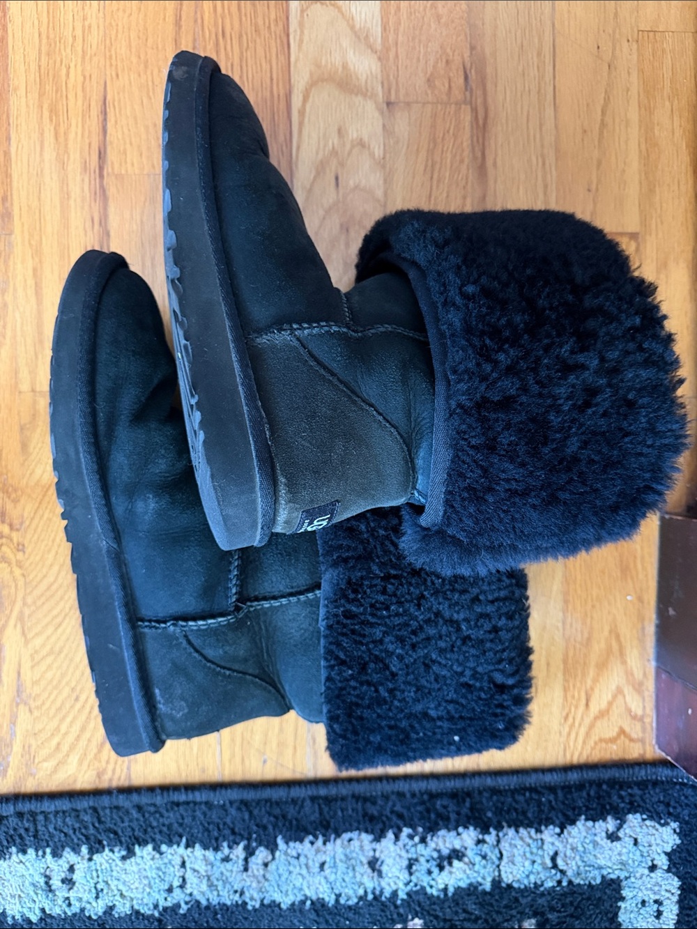 UGG Black Tall Shearling Boots - Picture 3 of 6